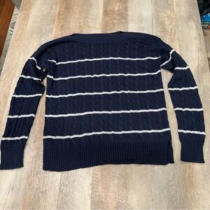 Ralph Lauren Navy and White Crewneck Sweater